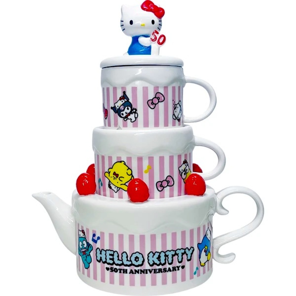 Sanrio Hello Kitty 50th Anniversary Cake Shaped Tea Set - Japan Official